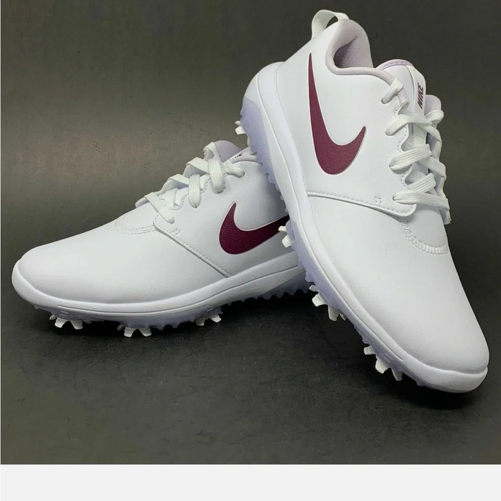 Nike White Golf Shoes with Maroon Swoosh Accents - Picture 5 of 5